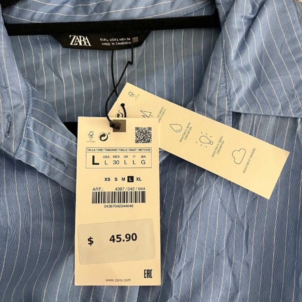 Zara Blue & White Stripe Top - Picture 4 of 4